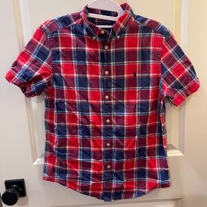 Ralph Lauren Red and Blue Plaid Button Down Shirt boys size 14-16